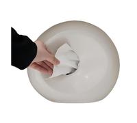 Boîte à mouchoirs Porte-mouchoirs en céramique rond forme de lune avec couvercle, vernis brillant antidérapant Housse pour distributeur(White)