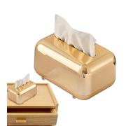 Boîte à mouchoirs - Porte-papier doré électroplé - Léger et luxueux - Mallette de rangement rétro pour serviettes, lingettes humides et tissus du visage - Élégant organisateur de bureau pour la maison