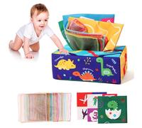 Boîte à mouchoirs pour bébé (0-6 mois) - Jouet sensoriel - Jouet à froisser - d'éveil - Cadeau pour bébé - Cadeau - Boîte mouchoirs dinosaure - magique - sensor