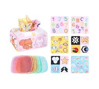 Boîte À Mouchoirs Pour Nouveau-né - Jouets Doux Et Froissés, Sensoriel, Cube D'activité D'apprentissage Précoce En Peluche, De Développement Visuel À Contraste Élevé, De J
