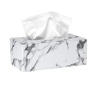 Boîte à Mouchoirs Rectangulaire Distributeurs de Mouchoirs en Cuir PU Tissue Dispenser pour La Maison Bureau et Voiture, Marbre