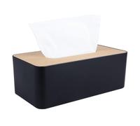 Boîte à mouchoirs rectangulaire en bambou pour salon, bureau, voiture, salle de bain (noir)