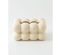 Boîte à mouchoirs rectangulaire en céramique Style Boule de Couleur Pure pour la Maison, Le Bureau (Beige Blanc)