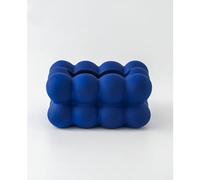 Boîte à mouchoirs rectangulaire en céramique style boule de couleur pure pour la maison, le bureau (bleu foncé)