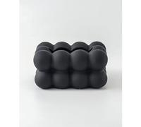 Boîte à mouchoirs rectangulaire en céramique style boule de couleur pure pour la maison, le bureau (noir)