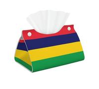 Boîte à mouchoirs rectangulaire en cuir avec drapeau de l'île Maurice - Distributeur de mouchoirs pliable pour voiture