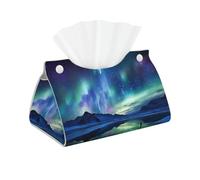 Boîte à mouchoirs rectangulaire en cuir synthétique avec motif aurores boréales du Nord Lights - Distributeur de papier pour la maison, la voiture, l'hôtel, le bureau