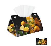 Boîte à mouchoirs rectangulaire en Cuir synthétique - Orange Limonade avec Menthe - Distributeur de mouchoirs - Distributeur de Serviettes - Porte-Papier décoratif pour Salle de Bain et Bureau - 20,1