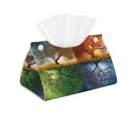 Boîte à mouchoirs rectangulaire en cuir synthétique pour quatre saisons, motif arbre de vie, distributeur de papier pour la maison, la voiture, l'hôtel, le bureau