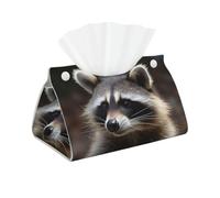 Boîte à mouchoirs rectangulaire en cuir synthétique pour salle de bain, table de voiture, motif raton laveur