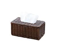 Boîte à mouchoirs rectangulaire en rotin, style vintage, for serviettes, rangement de papier toilette, décoration voiture, bureau ou maison(Coffee)