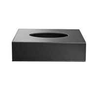 Boîte à mouchoirs rectangulaire en simili cuir cousu noir minimaliste, porte-serviettes classique for le bureau et la maison