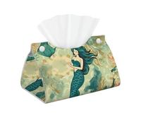 Boîte à mouchoirs rétro sirène moderne en cuir synthétique - Distributeur de papier décoratif - Organiseur de papier pour le visage - Décoration d'intérieur