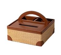 Boite A Mouchoirs TisséE PoignéE Cuir Pu Compartiment Secret Range TéLéCommande AntipoussièRe Pour Salon Bureau Salle Bain-2PC