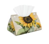 Boîte à mouchoirs tournesols en cuir synthétique - Motif notes de musique - Pour salon, bureau, voiture