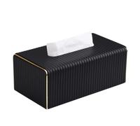 Boîte à mouchoirs Verticale en Faux Cuir nervuré avec Garniture dorée, Porte-Serviettes à Fond magnétique for décoration de Table de Luxe à la Maison(Black)