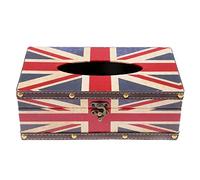 Boîte à mouchoirs vintage en bois avec drapeau anglais Union Jack chic décoration voiture et salle à manger Distributeur de serviettes - Drapeau britannique A