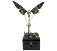 Boîte à musique 3D en métal en forme de papillon steampunk à assembler soi-même pour adultes, puzzle papillon 3D steampunk (300 pièces/vert)
