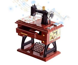 Boîte à musique à coudre - Souvenir musical rotatif manuel, présentoir de table d'inspiration antique, cadeau au design miniature | Mécanisme de lecture sonore nostalgique pour la décoration de