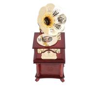 Boîte à Musique à Gramophone, phonographe Vintage mécanique à remontage Manuel, Ornement décoratif rétro à remonter, avec cor en Forme de Fleur, pour la décoration du Bureau ou de (Gramophone Marron