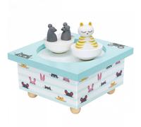 Trousselier – Boîte à musique S95011 – Chat et souris magnétique en bois – Bleu