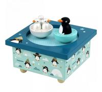 Trousselier - Boîte à musique Pingouin et ses bébés - 2 figurines amovibles - La Vie en Rose - Vert