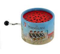 Boîte à Musique/boîte Musicale à manivelle dans Une boîte Ronde en Carton illustré avec mécanisme Musical de 18 Notes - La Marseillaise (Rouget de Lisle)
