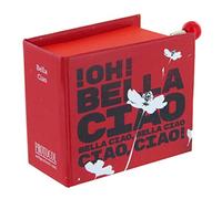 Boîte à musique/boîte musicale à manivelle en carton en forme de livre avec mécanisme musical de 18 notes (Réf: 1631) - Bella Ciao (traditionnel)