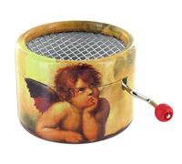 Boîte à musique / boîte musicale à manivelle en carton renforcé et décoré d'anges de Raphaël avec mécanisme musical à manivelle de 18 notes (Réf: BPM-12-ANGE-02) - Clair de lune (Claude Debussy)