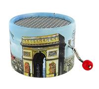 Boîte à musique / boîte musicale à manivelle en carton renforcé et décoré de monuments de Paris avec mécanisme musical à manivelle de 18 notes (Réf: PML-04) - La Valse d'Amélie Poulain (Yann Tiersen)
