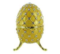 Boîte à musique / boîte musicale pour les fêtes de Pâques en forme d'oeuf écrin musical de style Fabergé en métal avec dorures, strass et mécanisme musical à ressort de 18 notes - La lettre à Elise