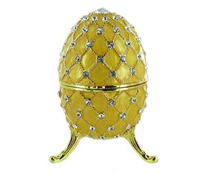 Boîte à musique / boîte musicale pour les fêtes de Pâques en forme d'oeuf écrin musical de style Fabergé en métal avec dorures, strass et mécanisme musical à ressort de 18 notes - La lettre à Elise