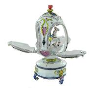 Boîte à musique / boîte musicale pour Pâques en forme d'oeuf musical de style Fabergé avec cheval de carrousel animé et mécanisme musical à ressort de 18 notes - La lettre à Elise (L. v. Beethoven)