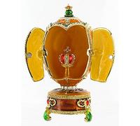 Boîte à musique / boîte musicale pour Pâques en forme d'oeuf musical de style Fabergé en métal émaillé avec couronne tournante et mécanisme musical à ressort de 18 notes - Le lac des cygnes
