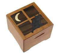 Boîte à Musique/boîte Musicale Traditionnelle en Bois avec marqueterie Chat et Clair de Lune et mécanisme Musical à Ressort de 18 Notes (réf: C9) - Made in France - Clair de Lune (C. Debussy)