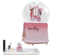 Boîte à musique boule à neige de Saint-Valentin - Boule de cristal LED avec effet de lumière lumineuse, globe d'eau transparent | Décoration de nuit musicale pour la maison, cadeau romantique, chambre