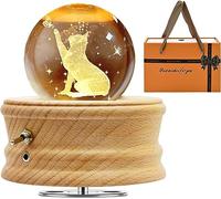 Boîte à Musique Boule de Cristal,Boîte à Musique en Bois Rotative à 360°,Boîte à Musique Petite Lampe de Nuit Prince et Rose avec Projecteur de Lumière Chaude pour Noël,Anniversaire,Saint-Valentin