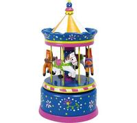 Boîte à musique - Carrousel bleu - Petits chevaux - Ø 10 x 22 cm