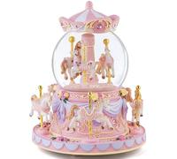 Boîte à musique Carrousel Boule à neige - Cadeau d'anniversaire pour femme, fille, petite amie, maman, fille, Saint-Valentin, Merry Go Round avec lumières joue le château dans le ciel