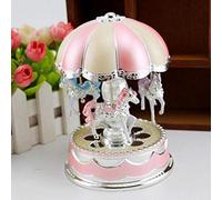 Boîte à musique carrousel cheval avec lumières LED à changement de couleur pour femmes, enfants, filles, maman, fille, cadeau d'anniversaire, fête des mères, Saint-Valentin (rose tome)