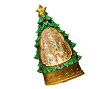 Boîte à musique condensée en forme d'arbre de Noël lumineux présentant des chansons de vacances standard en PVC solide pour table, étagère, décoration festive en PVC