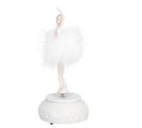 Boîte à Musique de Ballet Rotative en Résine Noël Décoration | Ornement de Bureau Blanc, Ambiance Romantique, Fille Dansante, pour Table, Livres et Commode