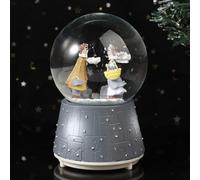 Boîte à Musique de Boule de Cristal avec LED Veilleuse Boule de Neige Musicale Forme Château Décoration Boule de Verre Neiger Automatique Jouets Cadeau Enfant Noël Anniversaire (Gris A)