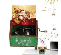 Boîte à musique de Noël rétro - Boîte à musique à manivelle en bois sculpté classique, boîte à musique vintage pour garçon, fille, famille, ami, amoureux, convient pour anniversaire, Noël