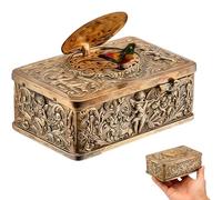 Boîte à Musique d'oiseau en Relief 3D, automate d'oiseau Chantant mécanique, boîte à Musique enchantée Faite à la Main, Objet de Collection d'art Vintage européen pour Salon, Chambre à Coucher Gold