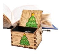 Boîte à musique en bois - Décoration de Noël festive, 6,5 x 3,8 x 5 cm Grand modèle à manivelle, décoration de table vintage, objet de collection comme cadeau | Boîte à musique charmante pour la