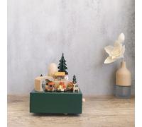 Boîte À Musique En Bois Fait À La Main,Boîte À Musique Créative Rétro Spin En Hêtre,Fabrication De Bûches,Collection D'ornements,Décoration Pour Remise De Diplôme,Cadeau De S - Type Green Christmas