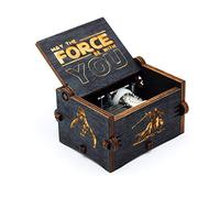 Boîte à musique en bois noire de Star Wars, décorations antiques sculptées à la main de boîtes à musique artisanat pour des cadeaux d'enfants