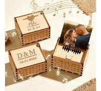 Boîte à musique en bois personnalisée UIDMEN, chanson et photo personnalisées, souvenir d'anniversaire, cadeau pour couple, jeunes mariés, mari, femme, petit ami, petite amie, cadeau de Saint-Valentin