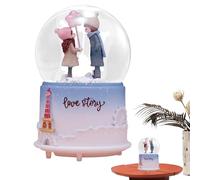Boîte à Musique en Forme de Ballon à Neige : Globe de Neige Festif, lumières Nocturnes, Boule Transparente | Boîte à Musique Light Up Couple, boîte à Musique de Saint-Valentin, Cadeau